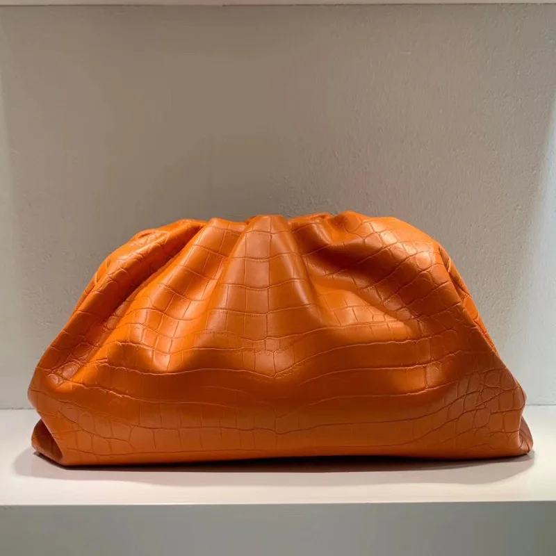 Alligator Orange Модные женские сумки известного роскошного бренда, Сумка с облаком, плотная сумка, сумочка из спилка, клатч из воловьей кожи - Цвет: Alligator Orange