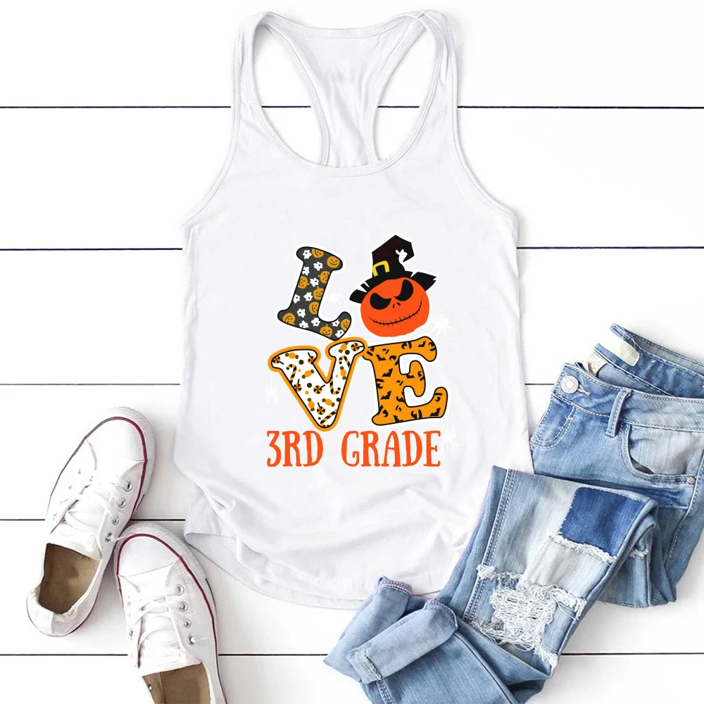 

Tops Women Sleeveless Summer Vest Aesthetic O Neck for Women Plus Size Love 3rd Grade Printing Halloween Tank