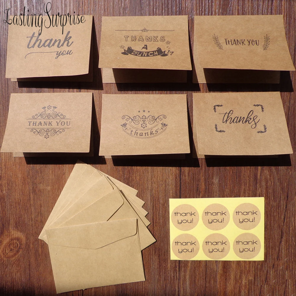 6 наборов деревенской крафт бумаги ремесло спасибо поздравительные открытки с