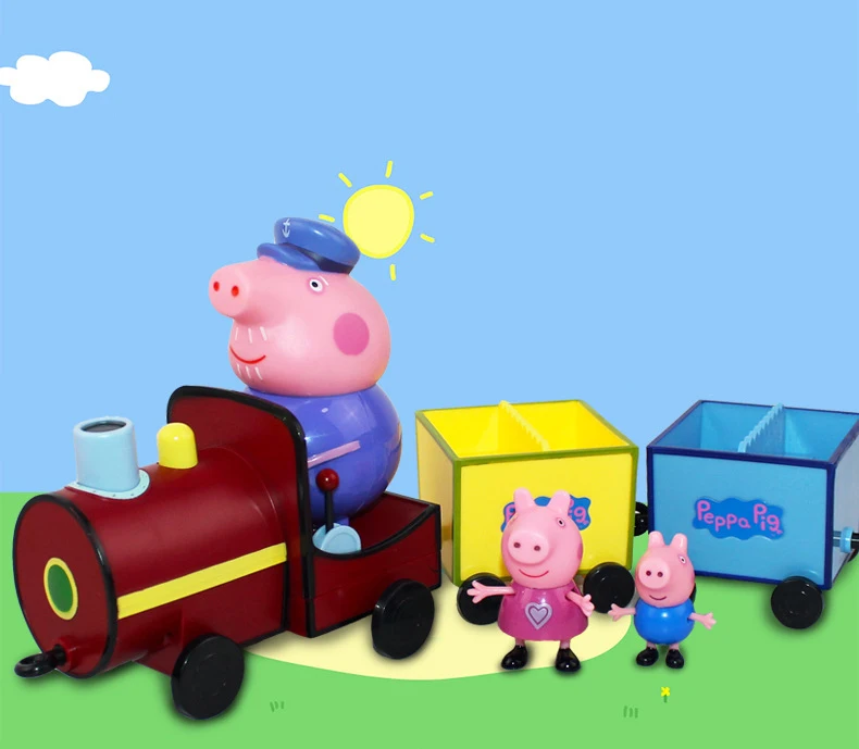 Peppa Pig Grandpa's train DiY Model George Family Anime PVC Action Figure Toys for Kids Birthday Christmas Gift | Игрушки и хобби