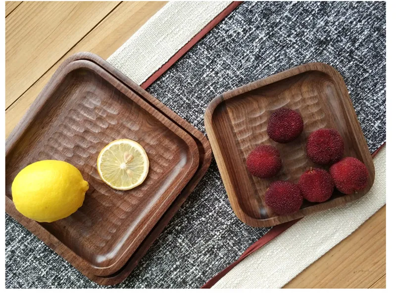 Квадратная деревянная тарелка черного ореха фруктовое блюдо чайный поднос
