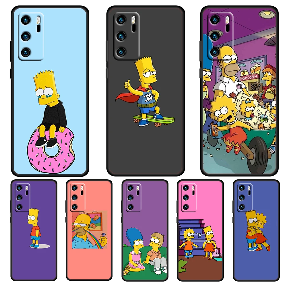 

Simpsons family warm For Huawei P50 P40 P30 P20 Pro Plus 5G 2019 E P10 P9 Lite mini 2017 Silicone Soft Black Phone Case