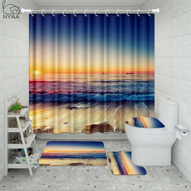 Летняя пляжная шторка для ванной и душа с принтом Sea Tree коврик-подставка крышки