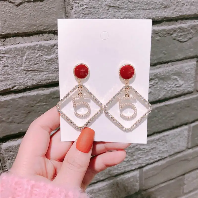 

Korean Number Geometric Drop Earrings For Women 2021 New Jewelry Statement Fashion pendientes