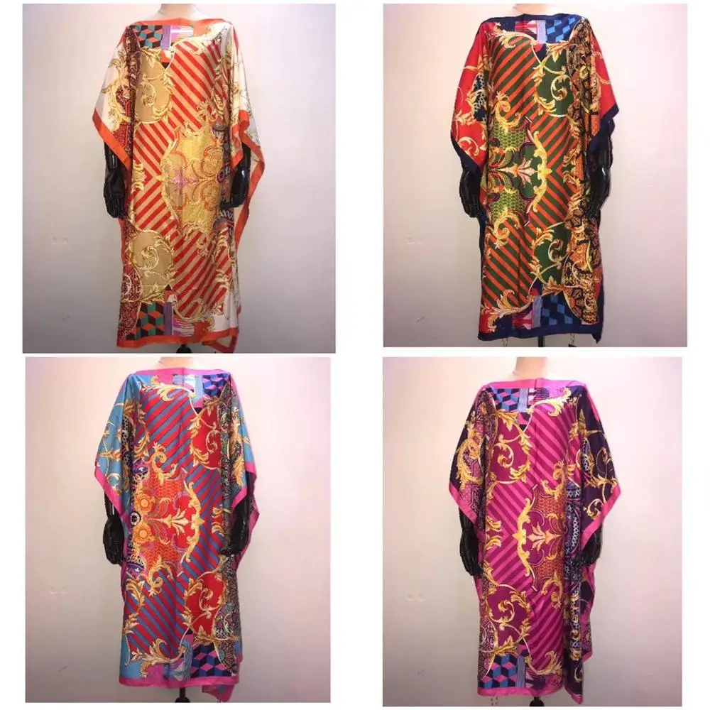 

Colorful Summer Kaftan dresses new fashion printed Dashiki Women dresses Size 110 cm length bust 110 cm short dresses for lady