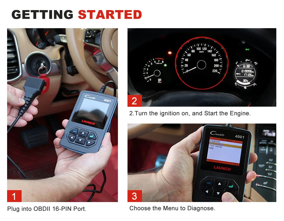 LAUNCH CReader 4001 CR4001 OBD2 автомобильный сканер автоматический диагностический инструмент для сканирования OBDII считыватель кодов неисправностей Автомобильная диагностика OBD 2