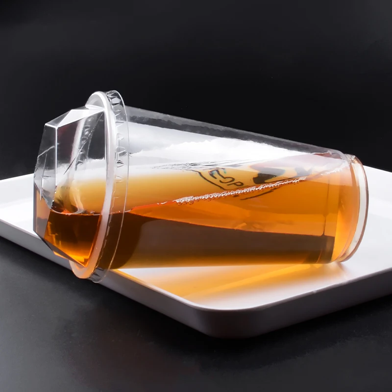 Taza de caf&eacute; desechable transparente, vaso de pl&aacute;stico con tapa, para zumo, t&eacute;, fiesta, recuerdo de cumplea&ntilde;os, 400ml/500ml/600ml, 50 Uds.-3