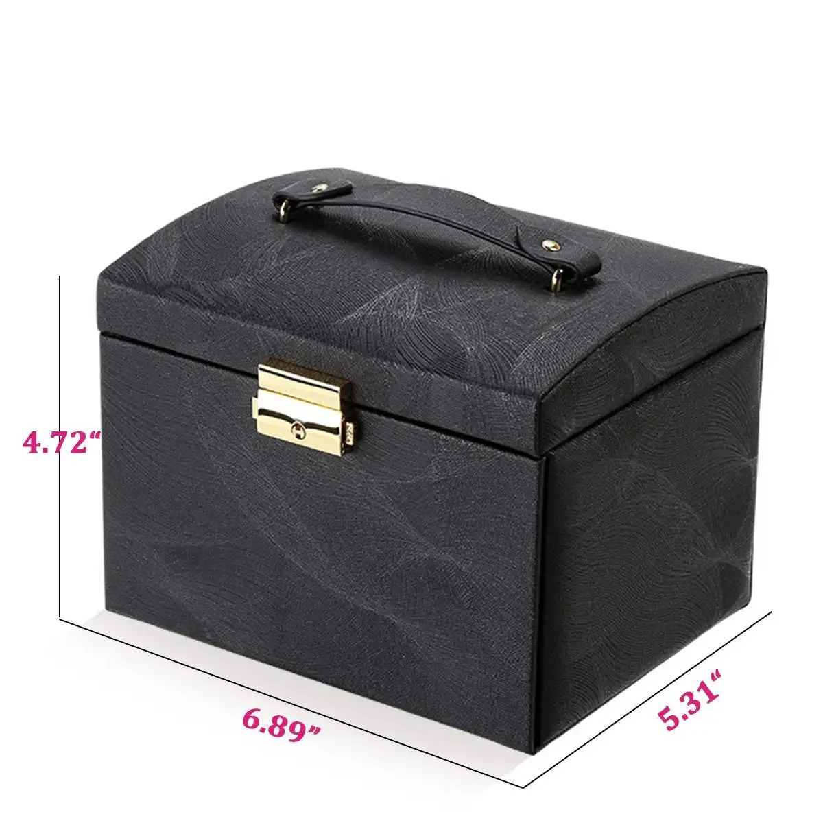 

PU Leather Mirror Jewelry Box 3 Layers Large Capacity Jewelry Bag Organizer Jewelry Cosmetic Display Box Ring Necklace Organizer