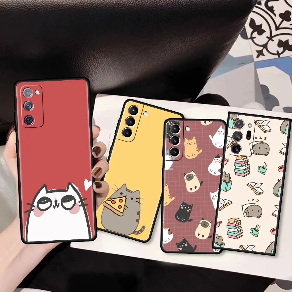 

Silicone Capas For Samsung S20 FE S21 Ultra Phone Case for Galaxy S10 S10e S9 S8 Plus S7 Edge Soft Cove Cartoon Cat