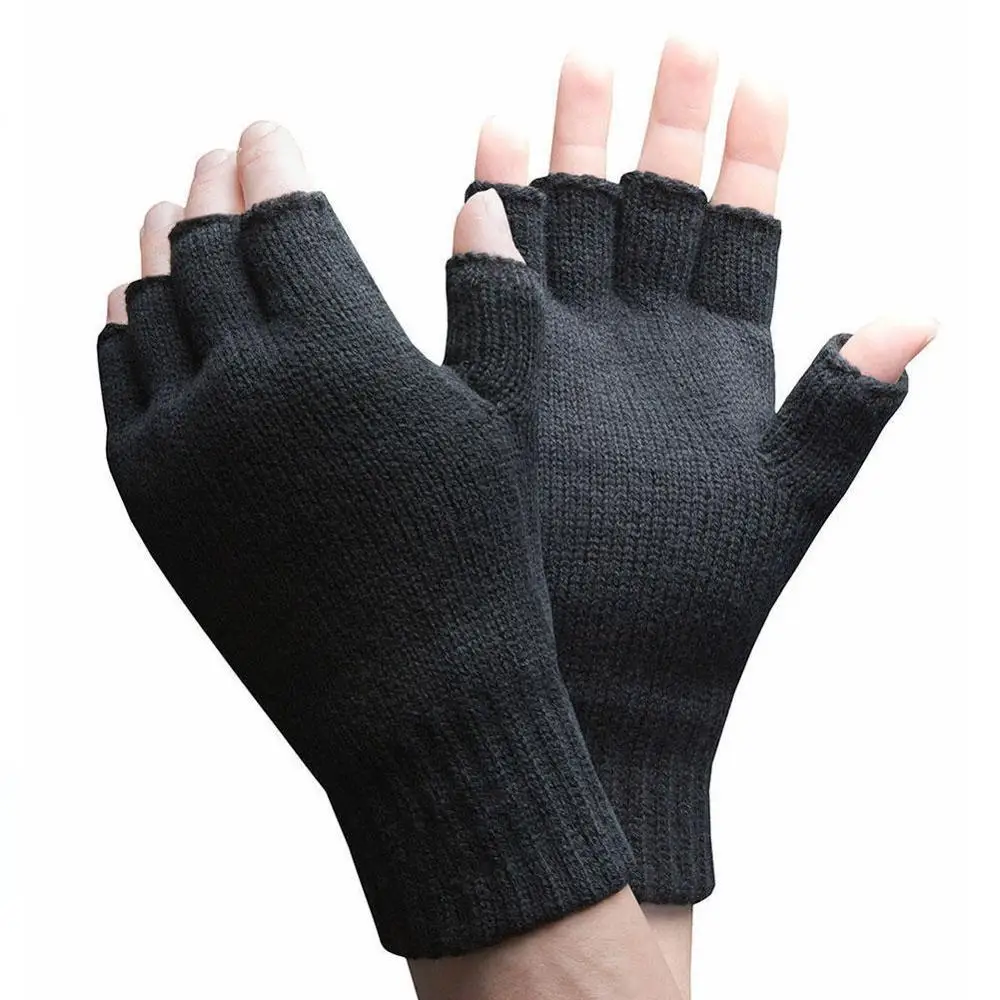 

Half-finger Woolen Gloves Cashmere Short Wool Knitted Wrist Mitten Winter Warm Unisex Wool Stretch Fingerless Gloves