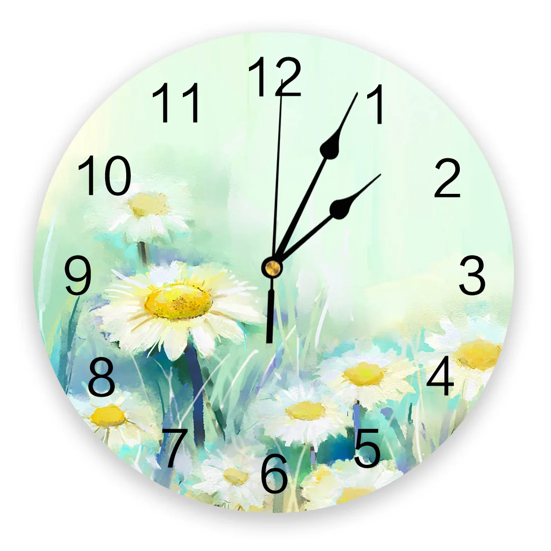 

Flower Leaf Watercolor PaintingWall Clock Home Decor Bedroom Silent Wall Digital Clock Wall Clock Modern Design