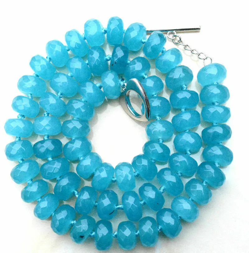 Красивое Ожерелье из бразильских аквамариновых бусин с гранеными счетами 6x10 мм 18