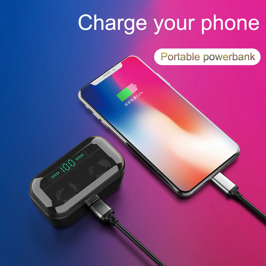 3000 мАч Power Bank True беспроводные Bluetooth наушники с шумоподавлением Беспроводные