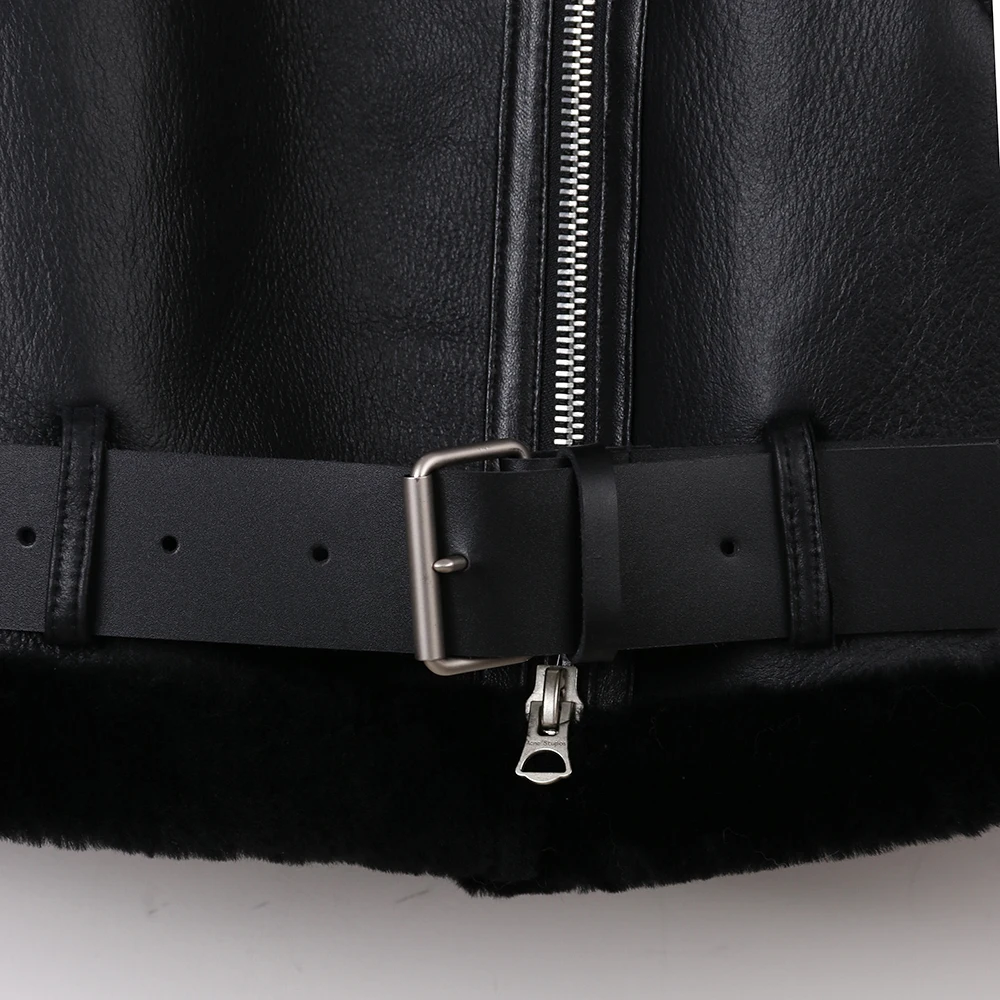 Женская мотоциклетная куртка YOLOAgain с меховой подкладкой из натуральной