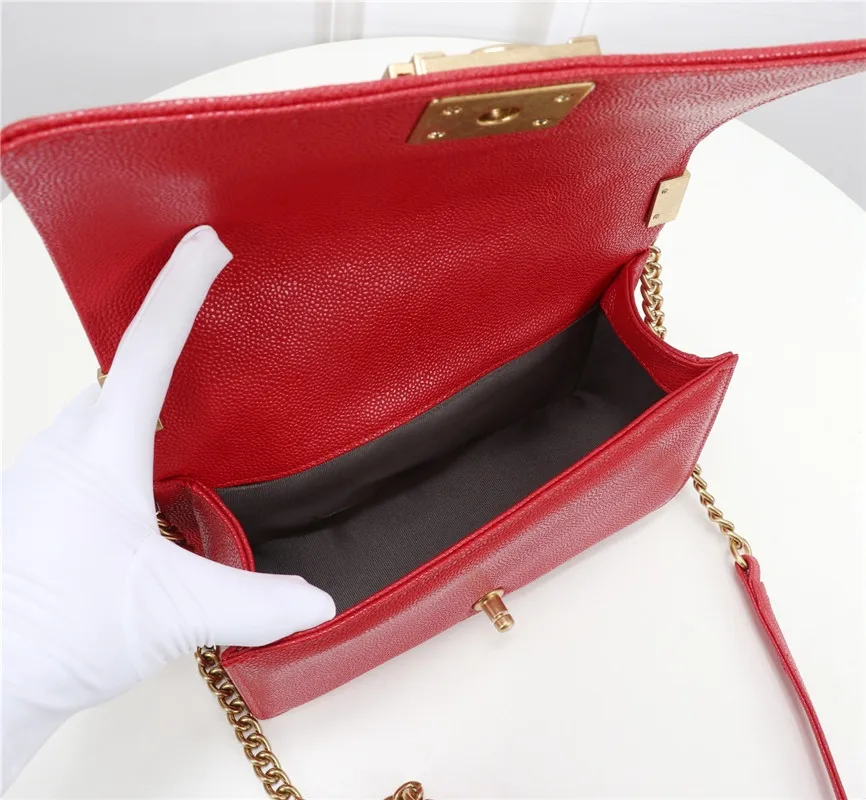 

Caviar genuine leather small fragrance Lingge chain women's bag 2020 new large capacity fashion clamshell Messenger Shoulder Bag