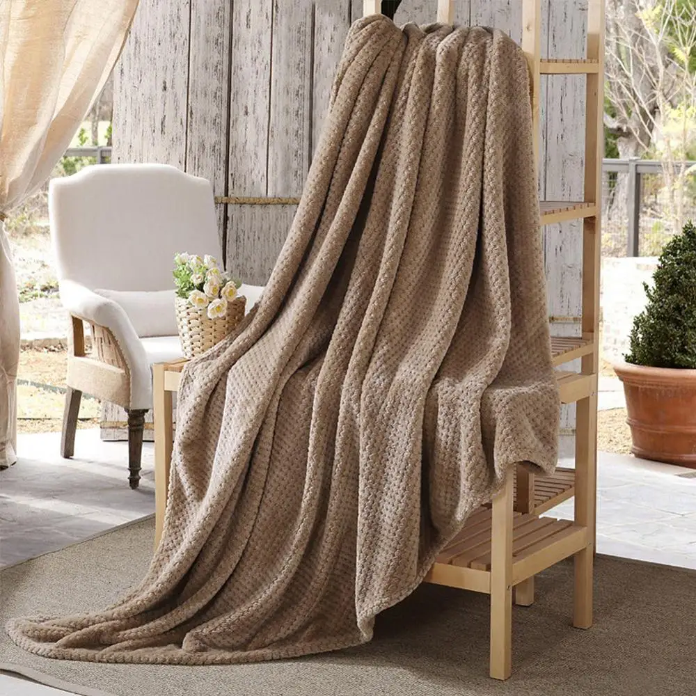 Однотонное Сетчатое одеяло в клетку супермягкое теплое из кораллового флиса