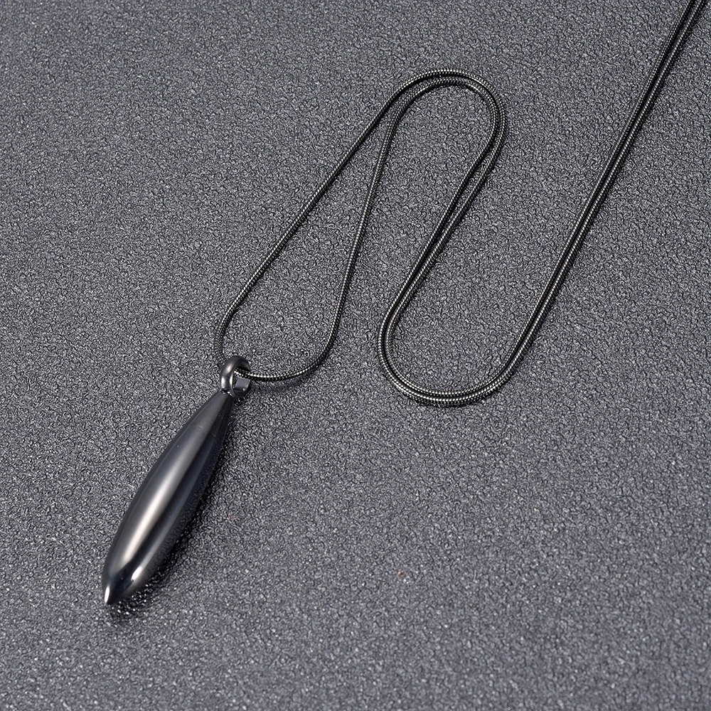 

IJD9995 Bullet Memorial Ashes Locket Keepsake Black Stainless Steel Cylinder Cremation Urn Pendant Souvenir Jewelry