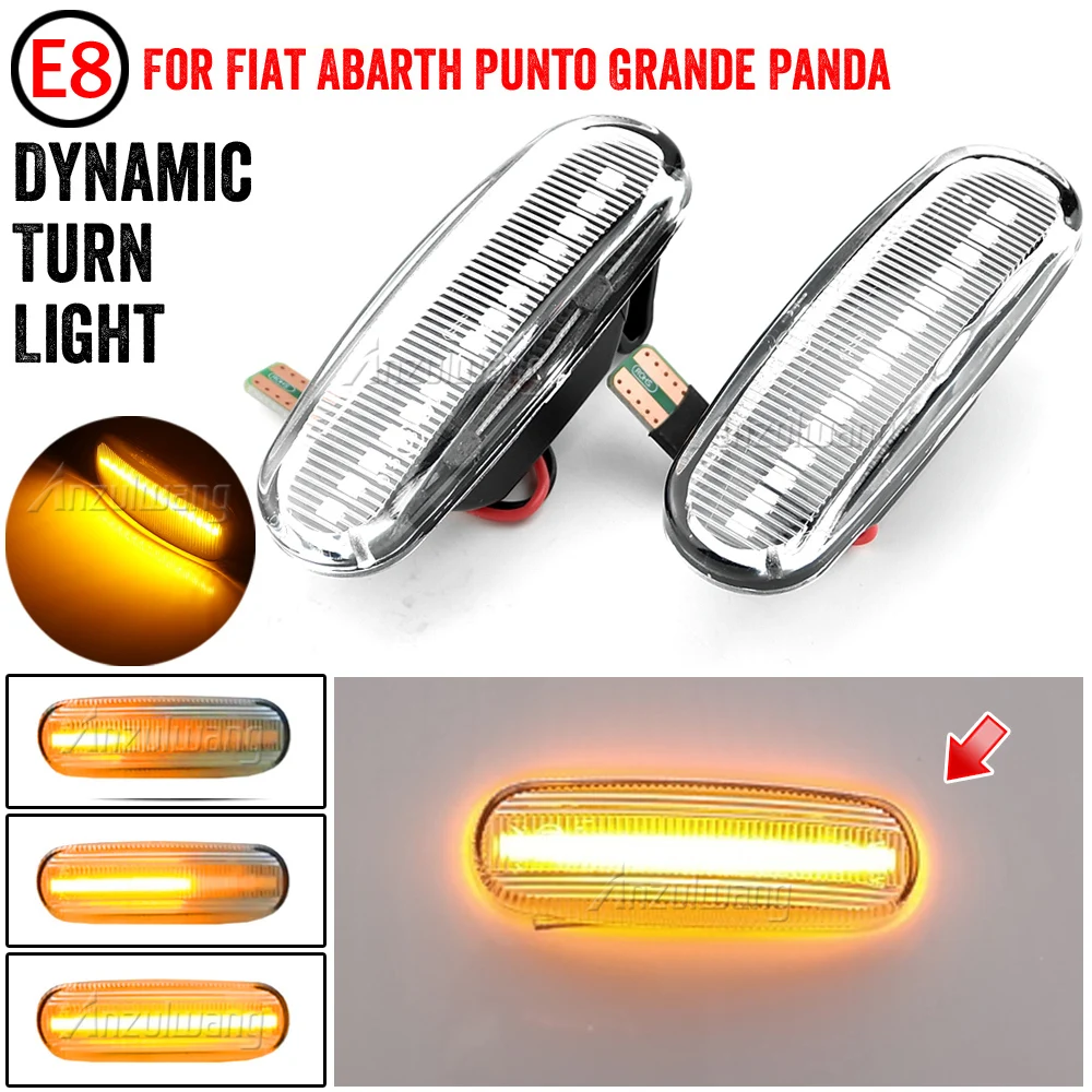 

2Pcs Dynamic LED Side Marker Light Repeater Turn Signal Lamps For Abarth Grande Panda 199 Fiat Punto Evo Idea 350 Fiorino 225