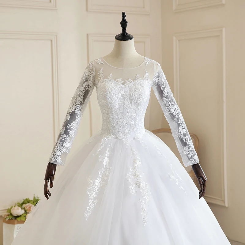 Vestido De Noiva 2021 белое свадебное платье с длинным рукавом и шлейфом роскошное