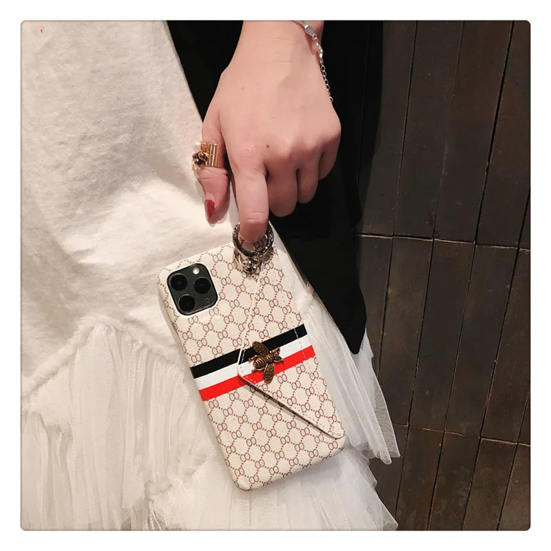 Luxury Bee metal Flip Wallet Leather Phone Case For iPhone 11 Pro Max Xr X XS 7 8 Plus 7Plus Brand Fashion Gift Cover Fundas |