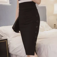 womens pencil skirts high waisted button split office skirt multiple size female slim fit womens hip skirt sexy split skirts