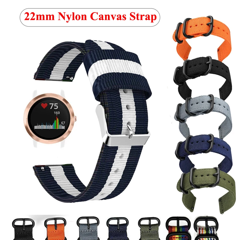 Canvas Nylon Watchband Wrist Straps For Garmin Forerunner 745/Vivoactive 4/Active/Huawei Watch 3 Pro Belt Band Bracelet Correa