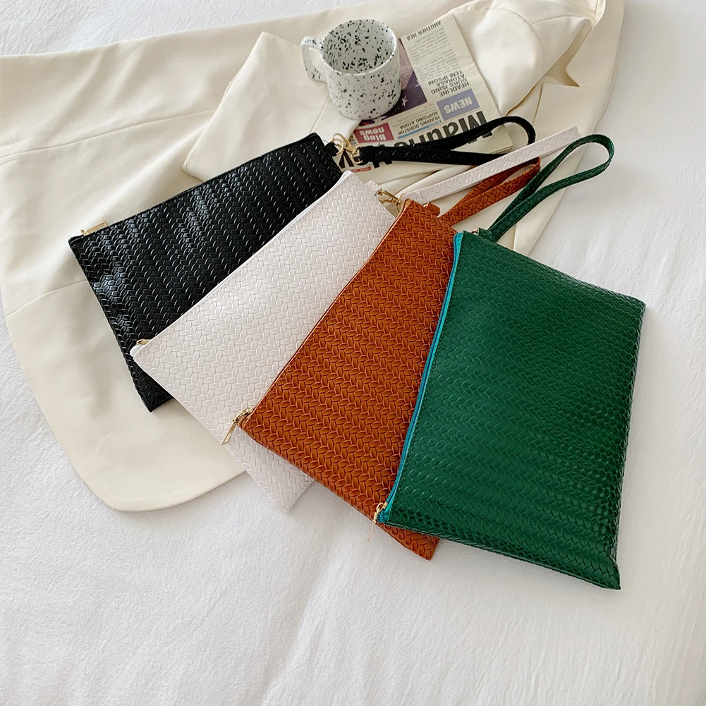 

Винтажная женская сумка-конверт, однотонная креативная плетеная маленькая сумочка с узором, повседневный Дамский клатч, маленький кошелек