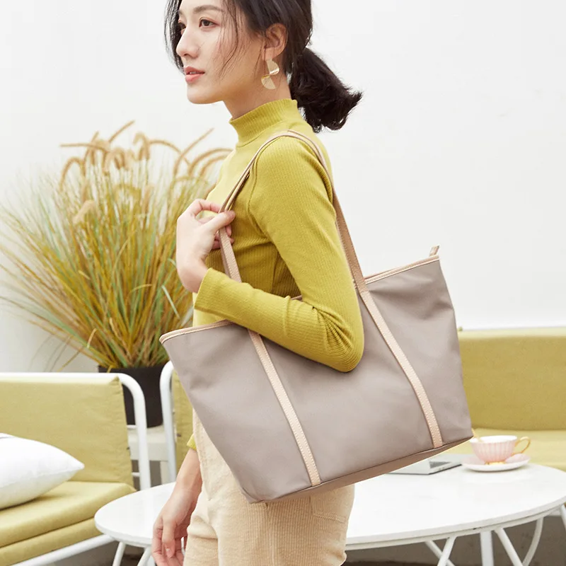 

Canvas bag female 2021 new trendy Oxford cloth college student class large capacity single shoulder tote commuter bag
