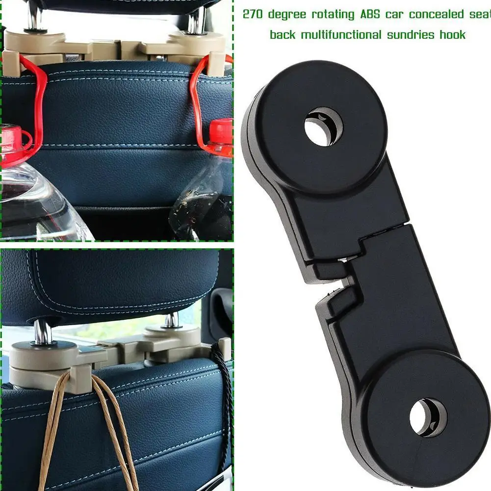 

Car Vehicle Back Seat Headrest Holder 270° Rotation Hidden Hook One-piece Hook Hanger Storage Double Hook Car Accessories