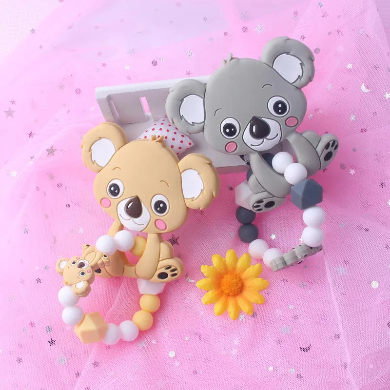 

Baby Pacifier Clips Cartoon DIY Pacifier Chain with Silicone Beads Plastic Holder Infant Feeding Teething Chew Toys Dummy Clips