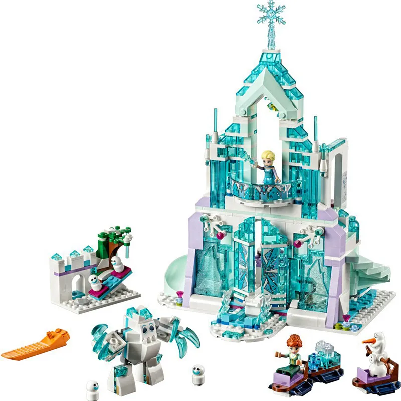 

Elsa's Magical Ice Palace Building Blocks Cinderella Princessing ice Castle Compatible Lepinggoes Friends 41148 anime figure