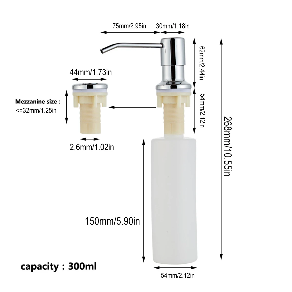 

300ML Liquid Soap Dispenser Modern Nickel Brushed Golden/ Chrome Countertop Liquid Hand Pump For Kitchen Sink Soap Dispenser