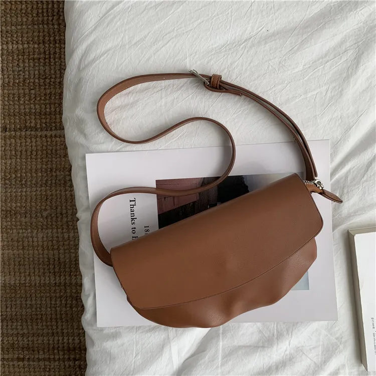 Deep Brown Small New Women Fashion Handbag Shoulder Bags Waist Purse PU Leather Simple Ladies Messenger Hobos Bag - Цвет: Deep Brown
