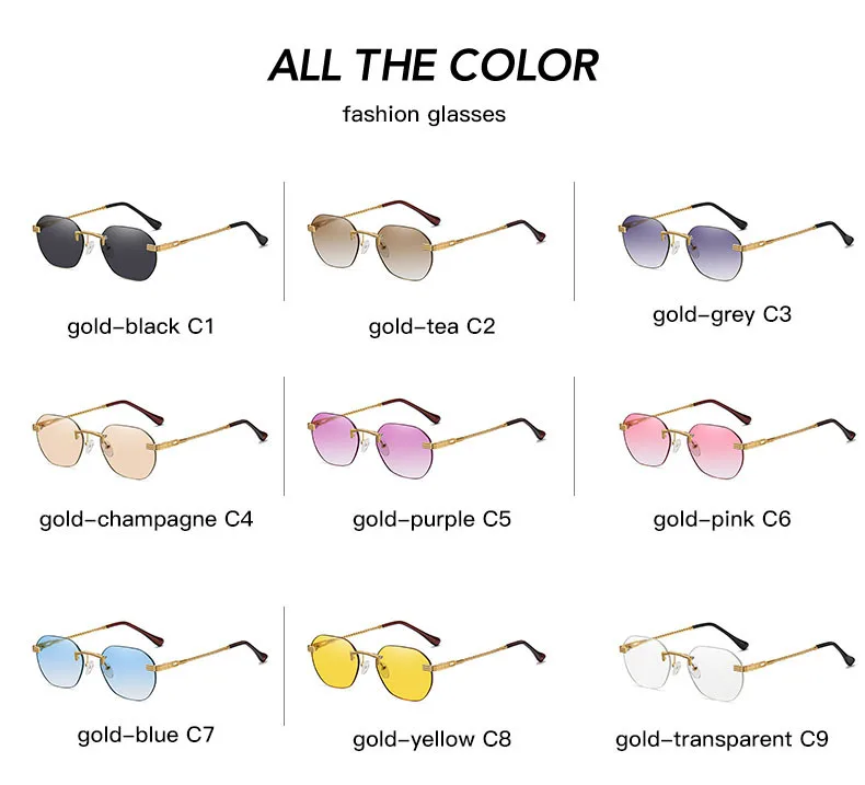 

Ladies rimless square sunglasses retro sunglasses brand designer new ladies metal frame fashion glasses UV400
