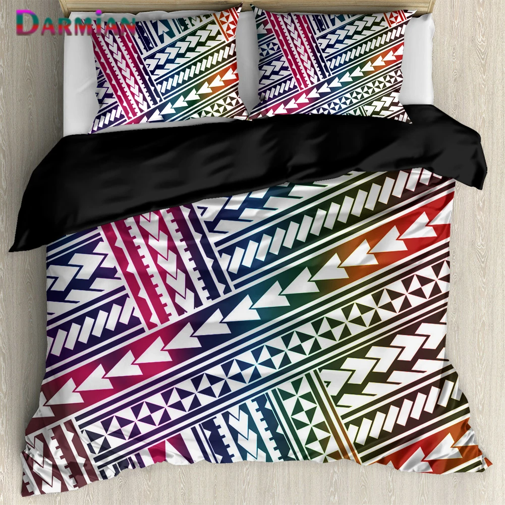 

DARMIAN Polynesian Traditional Tribal Pattern Pillowcase and Duvet Cover Set Comfort Soft Quilt Cover Premium Home Bedding Set
