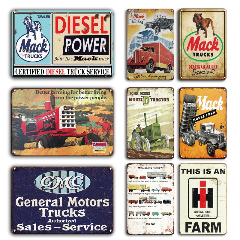 

Mack Trucks Metal Poster Tin Sign Vintage Dodge Mack Bulldog Wall Stickers Decorative Metal Plaque Signs Retro Garage Home Decor
