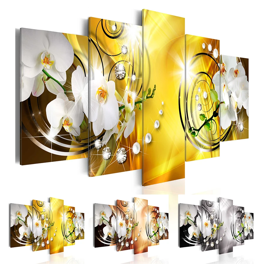 5 шт./компл. алмазная жемчужина Орхидея цветы украшение на стену абстрактные