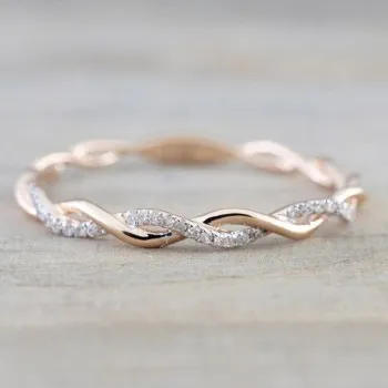

Hot New Twisting Rope Ring Plated 18k Gold Micro-encrusted Zircon Ring R397
