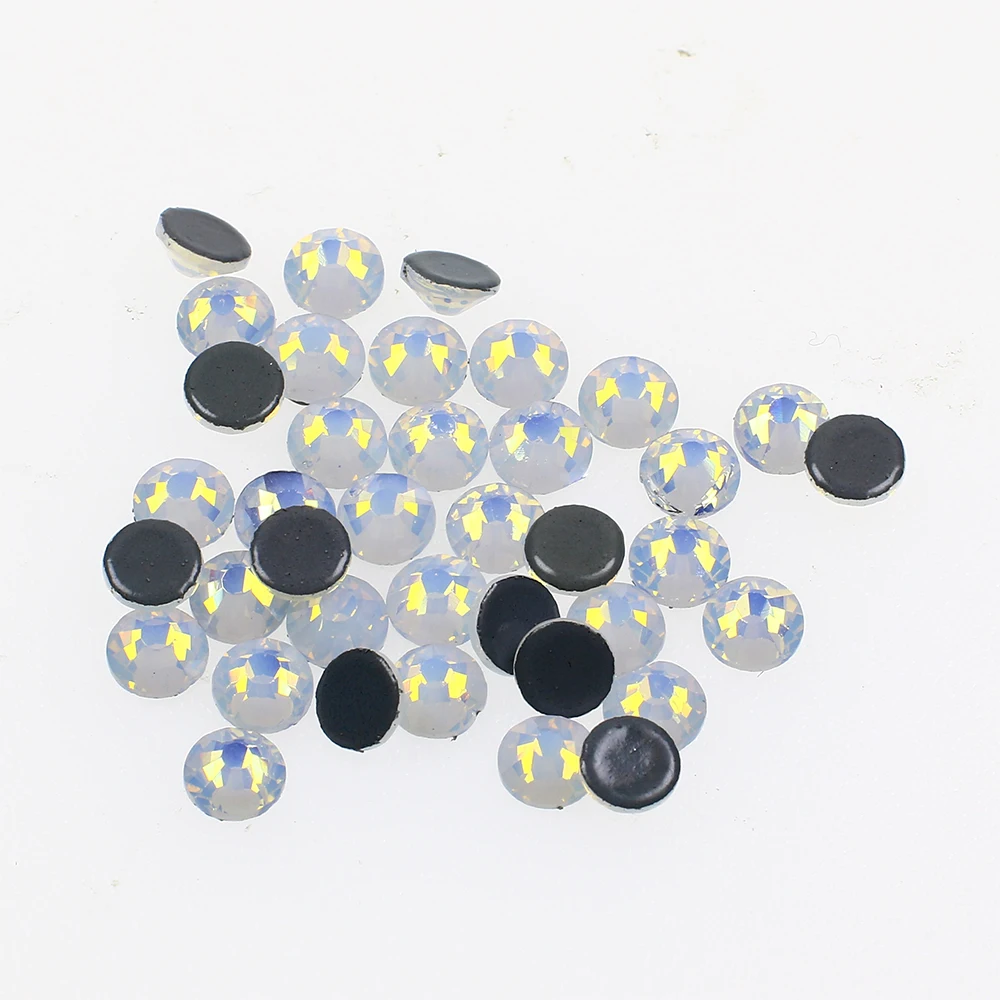 Круглые стразы с горячей фиксацией Кристальное стекло блестящий клей плоской