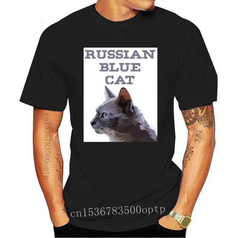 

russian blue ca t baseball t shirt Knitted 100% cotton Crew Neck Letter Sunlight Humor Spring slim shirt