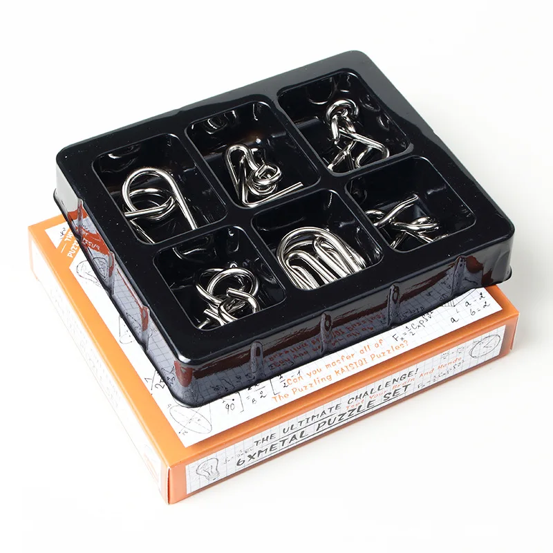 6 шт./компл. металлических материалов головоломка Монтессори провода IQ Разум