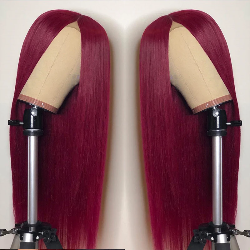 

Длинные прямые винно-красные синтетические парики фронта шнурка для женщин, бордовые бесклеевые термостойкие волосы из парики на каждый де...