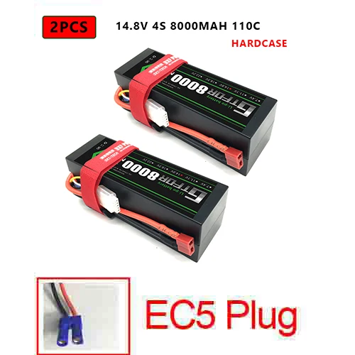 2PCS4S8000HARDEC5 DXF Lipo батарея 4S 8000mah 8400mah 14,8 V 110C 220C Hardcase для 1/8 1/10 масштаб Электрический радиоуправляемый Багги Truggy гусеничный автомобиль - Цвет: 2PCS4S8000HARDEC5