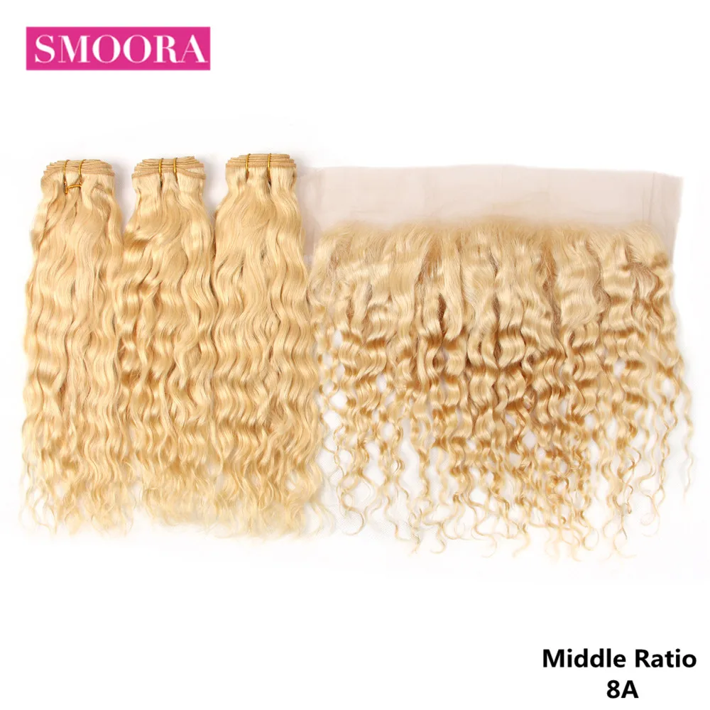 Бразильские волнистые волосы Smoora 613 блонд пучки с закрытыми ушами на ухо 3