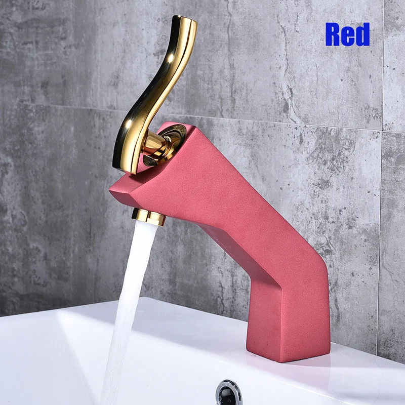 innovative 1 set home multi color basin faucets cold and hot water taps chrome black white red gold purple bathroom sink faucet free global shipping