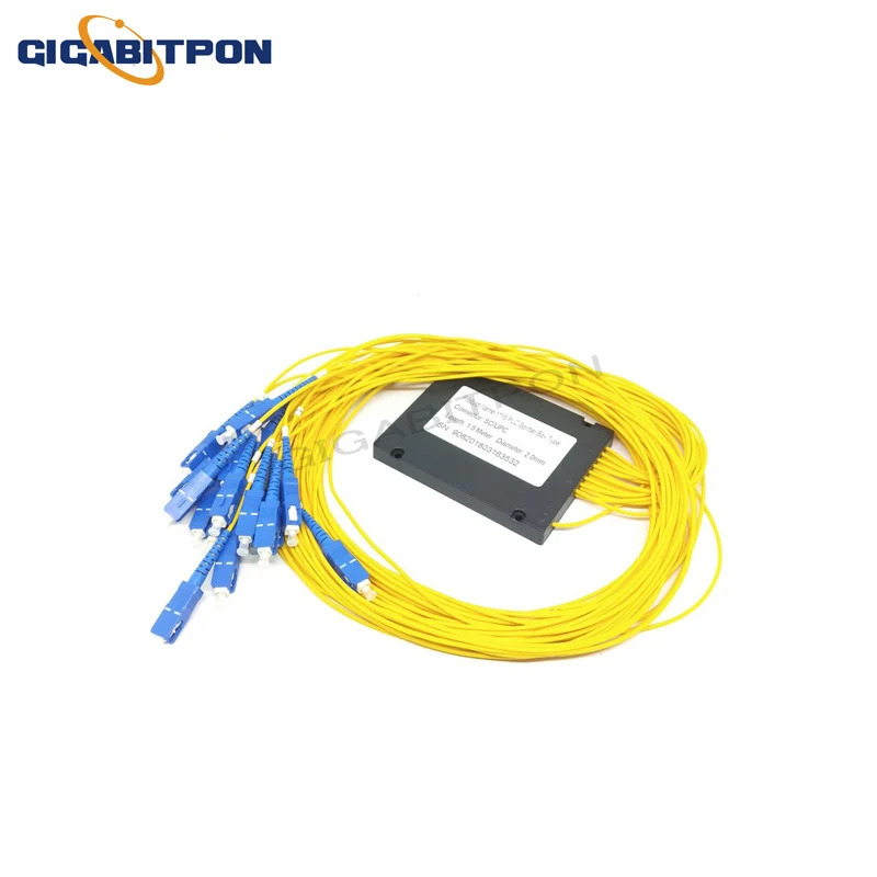 PLC ABS splitter SC/upc connector connector 0.9mm 1.5m on both sides FBT plc pigtail type FTTH ABS optical PLC splitter