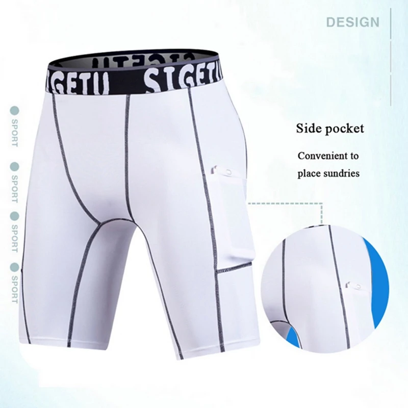 

2020 Casual Elastic Men Shorts Fitness Running Shorts Bodybuilding Tights With Pockets Breathable Quick Dry Compression Shorts