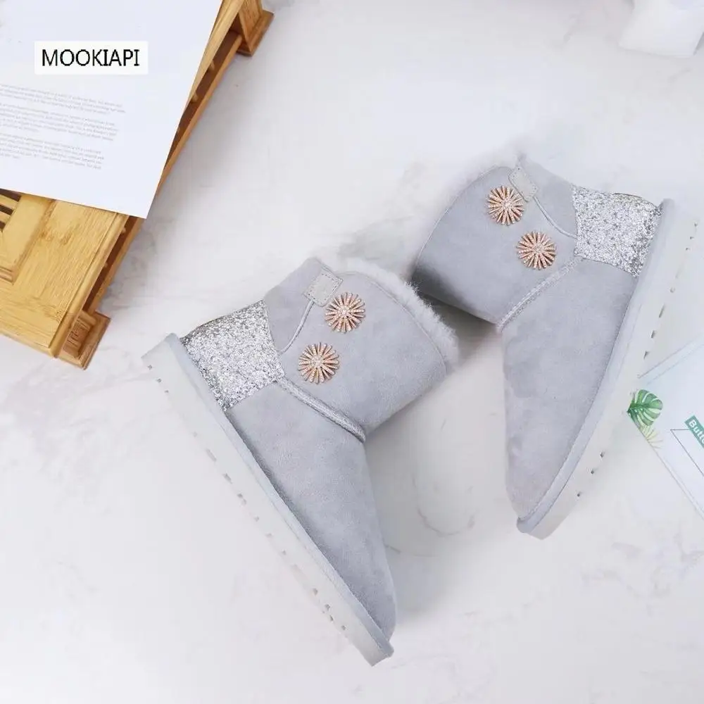 2019 Australian brand snow boots real sheepskin 100% natural wool the latest women's shoes with buckle free delivery | Обувь