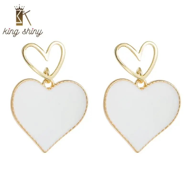 

Za Brand Korean New Design Heart Boho Dangle Earring Sweet OL Woman Dropping Oil Hollow Heart Brincos Wedding Party Drop Earring