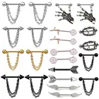 2 шт. кольца для пирсинга сосков и груди, штанга для ногтей, стальная цепочка, подвеска для пирсинга тела, ювелирные изделия